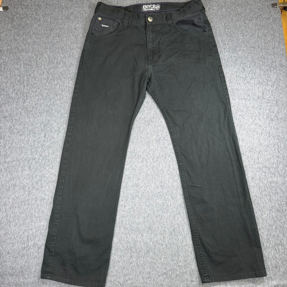 Enyce Pants Mens 36 Black Sean Combs Co Straight Leg Denim Jeans Y2K Streetwear
